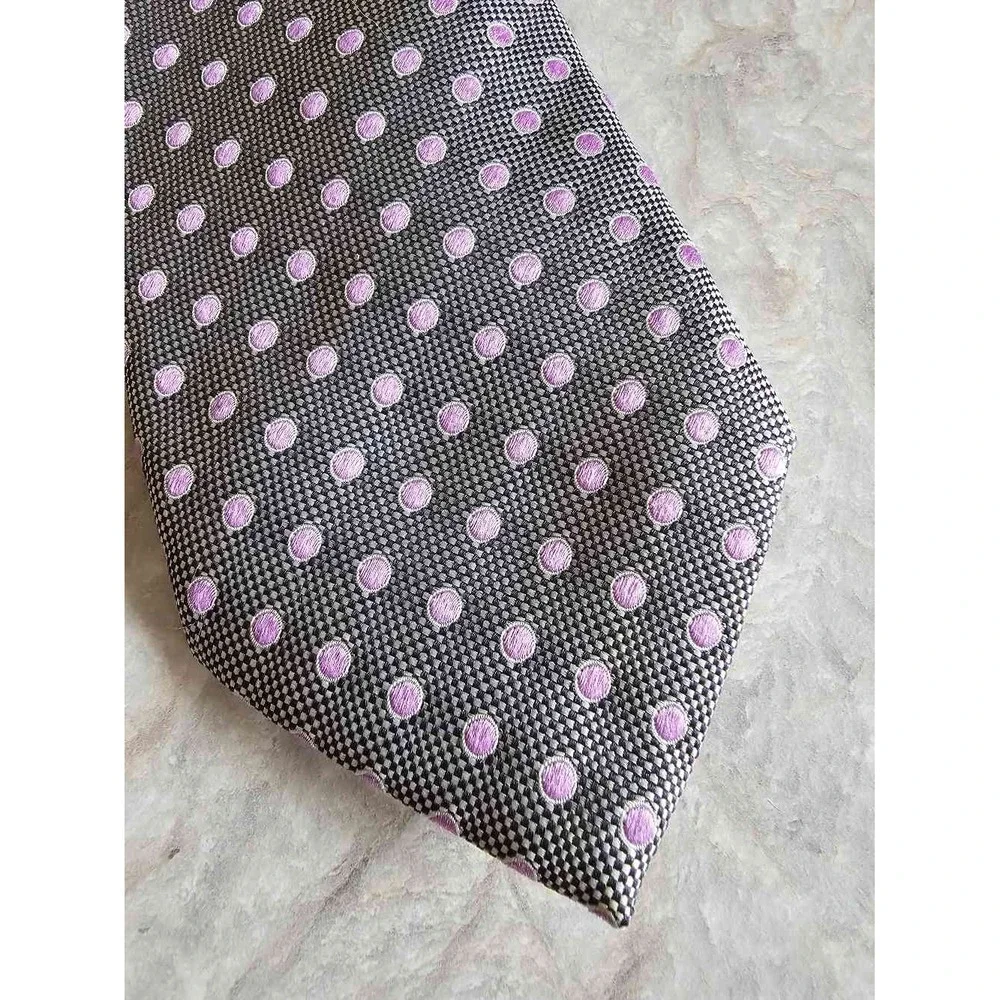 Penrose London Silk Tie‎ England Purple Dot Geometric